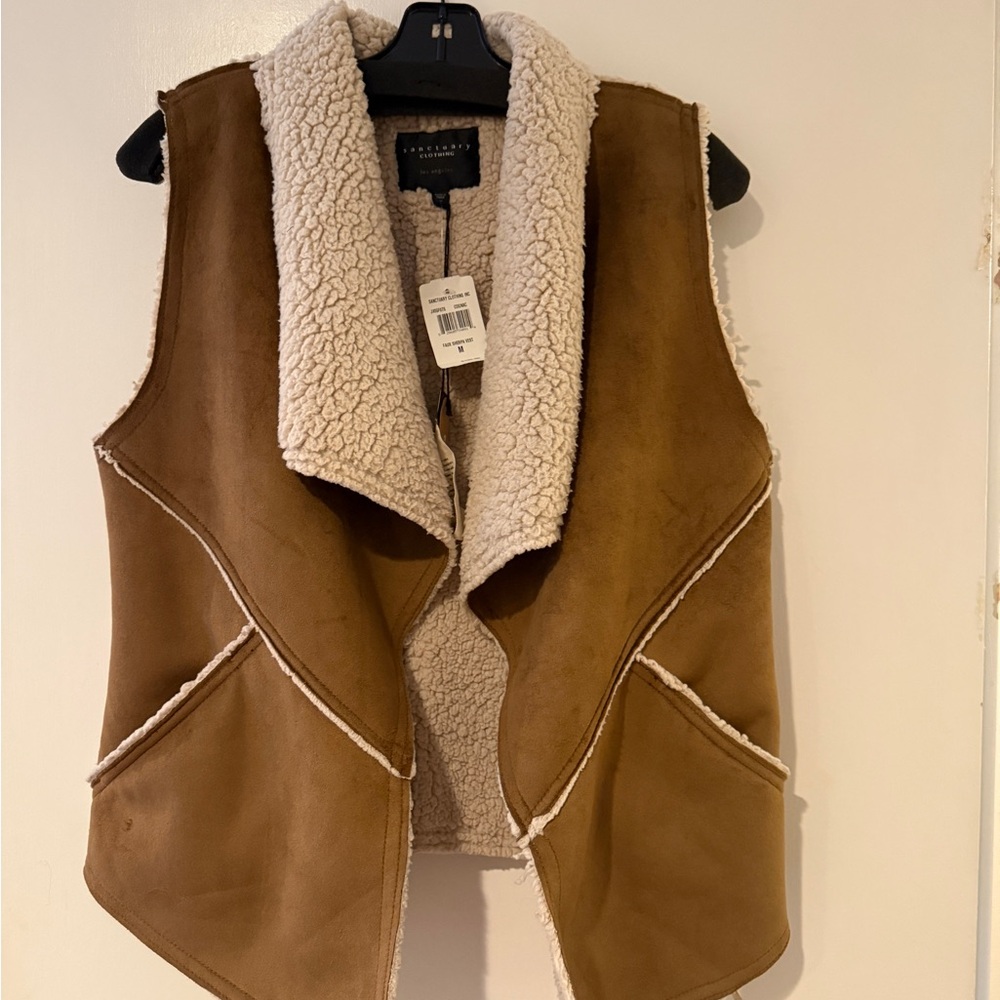 Sanctuary Tan Faux Shearling Vest